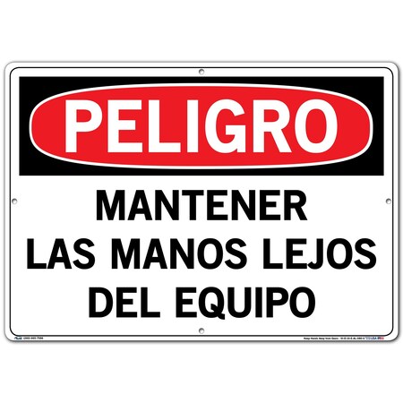 Vestil Aluminum Sign, 14-1/2" Height, 20-1/2" Width, Aluminum, Rectangle, Spanish SI-D-10-E-AL-080-S